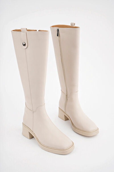 meyra'nın ayakkabıları Γυναικείες μπότες Nude Blunt Toe - με κουμπιά