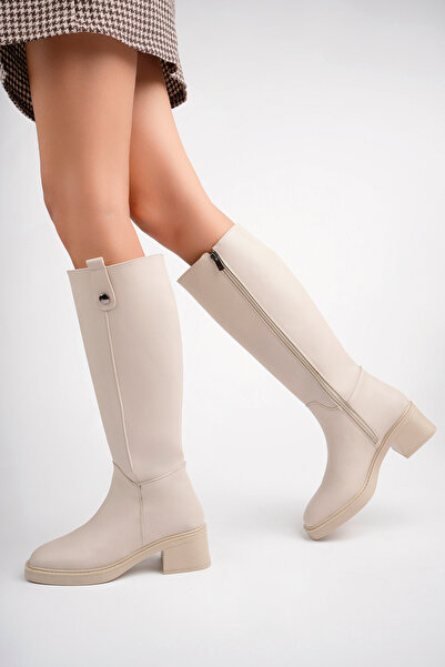 meyra'nın ayakkabıları Γυναικείες μπότες Nude Blunt Toe - με κουμπιά