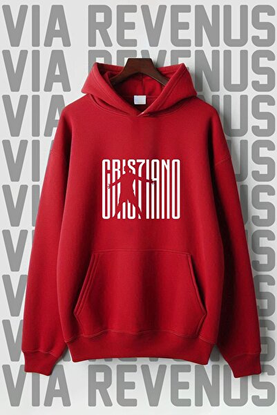 Vordevia Cr7 Printed Kangaroo Pocket 3 Thread Ribbed Oversize Wide Fit Hooded Sweatshirt