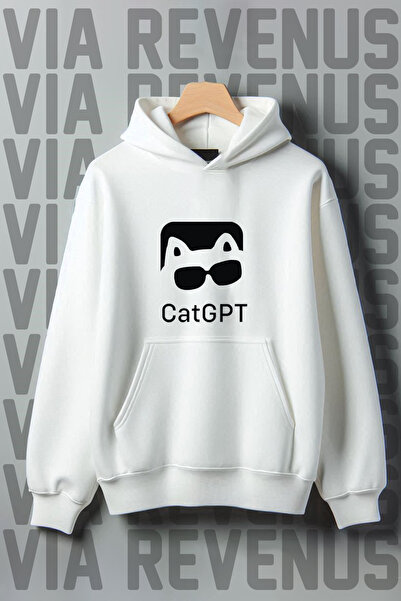 Vordevia CatGPT Štampano - 3 niti Kangaroo džep, O Oversize kroj K Sa kapulja...