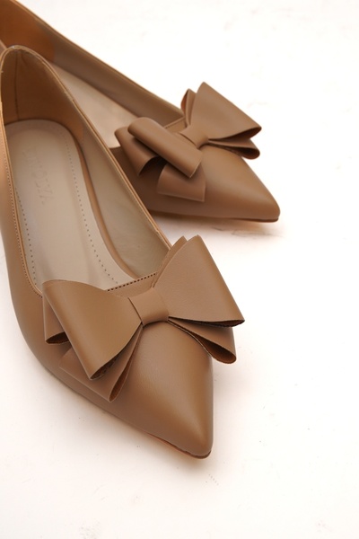 DİVOLYA Renata Nude Bow (4cm) Pointed Toe Heeled Shoes