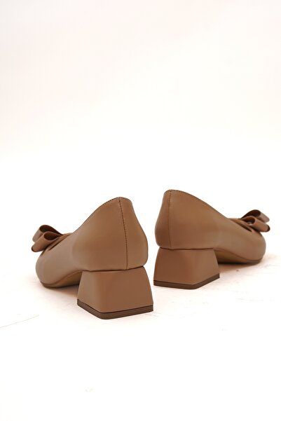 DİVOLYA Renata Nude Bow (4cm) Pointed Toe Heeled Shoes