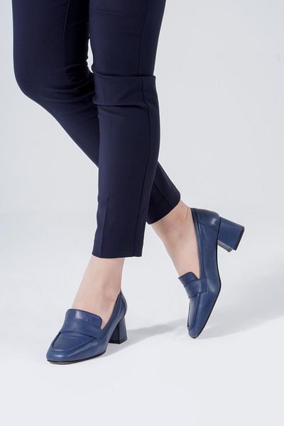 CZ London Genuine Leather Women's Loafer Shoes Thick Heels