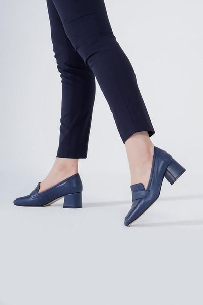CZ London Genuine Leather Women's Loafer Shoes Thick Heels