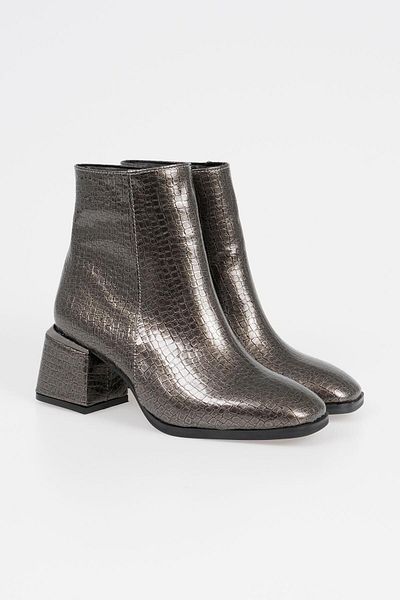 CZ London Women's Snake Printed Zippered Heeled Boots