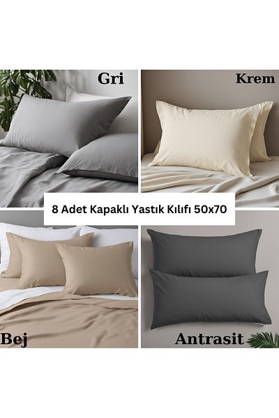 KAMİZ 8 Βαμβακερές Μαξιλαροθήκες με Κάλυμμα - 50x70