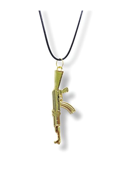 whocares Unisex Gold Renk Ak-47 Silah Kolye Kaliteli Şık