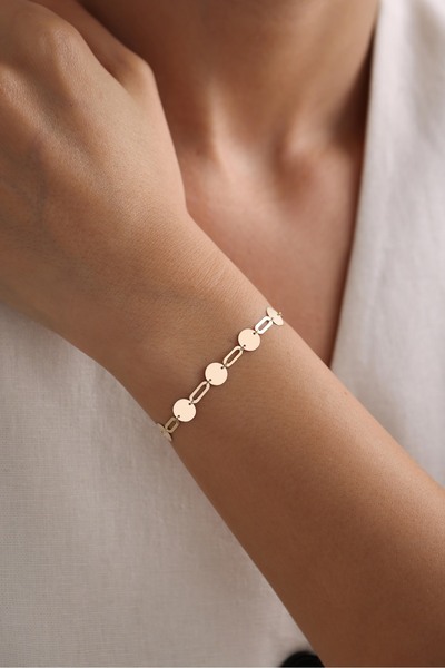 Gianfranco 14 Ayar Altın Round Kalın Ataş Işıltılı Bileklik