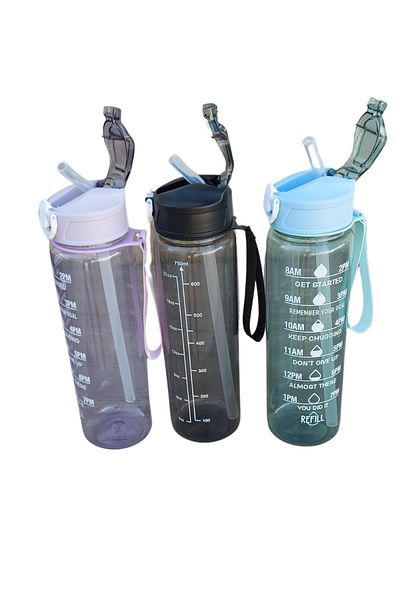 homeneeds 750ml Plastic Sports Water Bottle with Straw - Leak Proof and Water Bottle