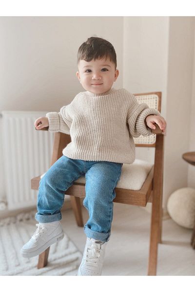 EYC BABY Stone Color Oversized Knitwear Sweater
