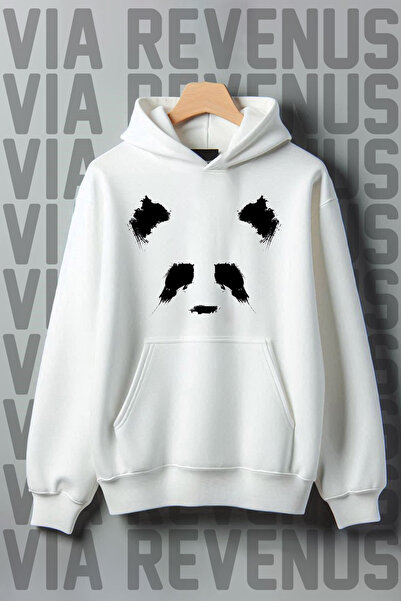 Vordevia Bela Sa kapuljačom Panda Štampano široka majica - kengur džep, 3 niti