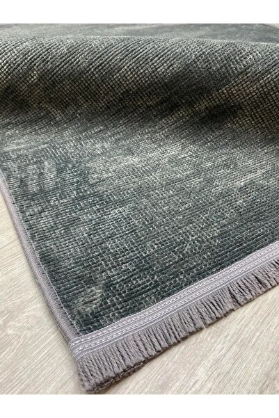Plain Anthracite Chenille Runner Carpet Rug Washable Anti-Slip Base
