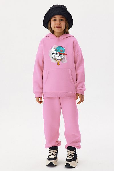 MYADA New Season Premium Yo Cat Patterned Children's Tracksuit Set - 22043