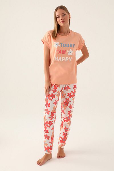 Rolypoly Girl's Orange Short Sleeve Pajama Set