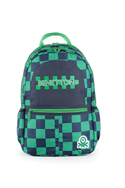 United Colors of Benetton Σχολική τσάντα Benetton 03773 - Πράσινη και Μαύρη