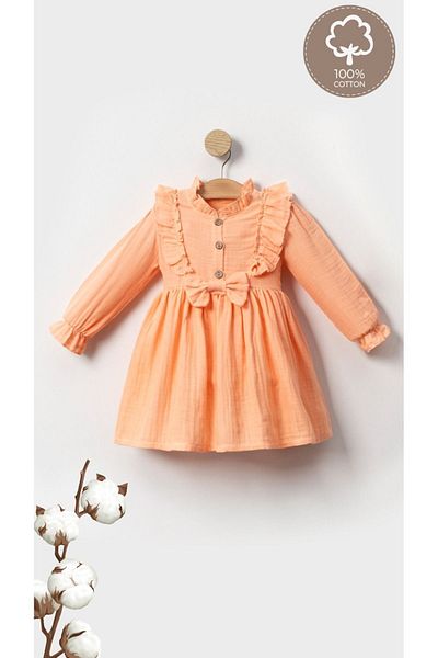 aden kids Rochie de vis de primăvară culoare somon - muselină 100% bumbac,