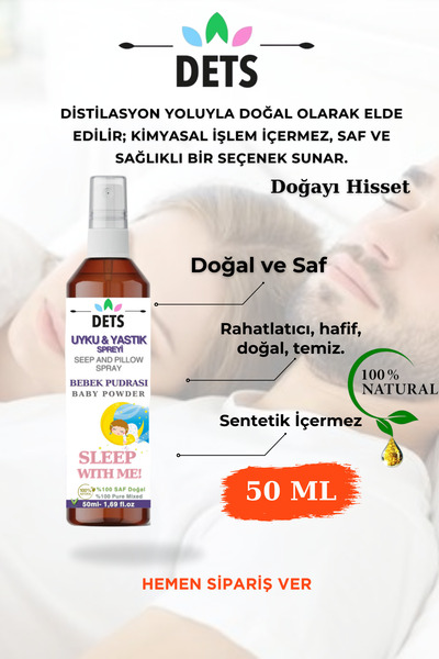Dets Pudra Kokulu Uyku ve Yastık Spreyi Sleep And Pıllow Spray 50ml