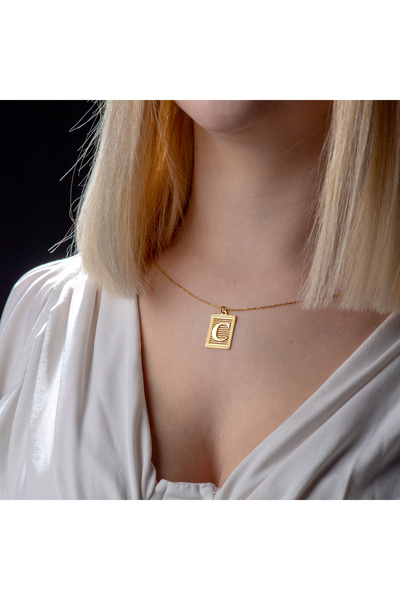 Genel Markalar 925 Ayar Gümüş Üzeri 24 Ayar Altın Kaplama  Harfli İsimli Kolye