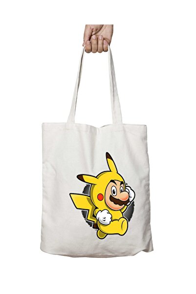 ART HEDİYE فستان سوبر ماريو بيكاتشو بيكا - وجهان يدومان، قابل للغسل، حقيبة كت...