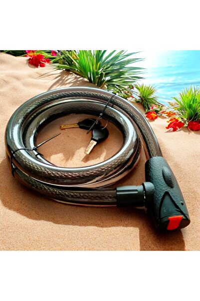 oliways MOTOR KİLİDİ 180 CM X 2,5 CM ÇELİK HALATLI (YEDEK ANAHTARLI KORUMALI ...