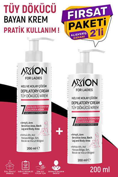 AXION Pratik Tüy Dökücü 200 ml 2'li Paket SPATULA GEREKTİRMEZ