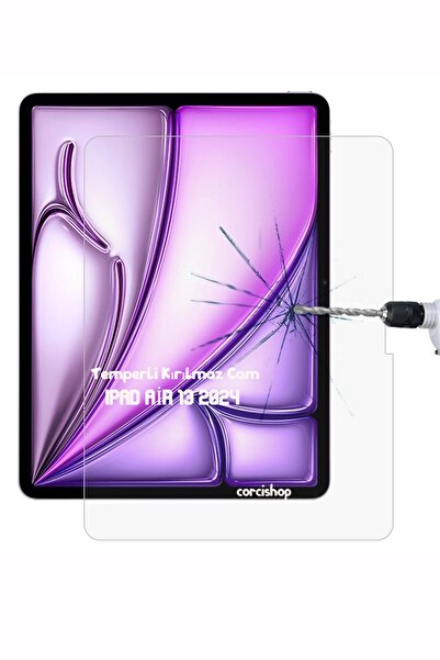corcishop İpad Air 13 Inç M4 Çip 2024/2025 Uyumlu Premium Temperli Ekran Koru...
