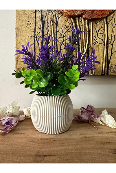 La bella bazar نبات زهرة صناعية في وعاء صغير الحجم، ديكور طاولة زهرة صناعية واقعية