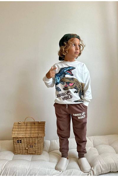 YİGİT BUTİK Boy's Dinosaur Printed Suit