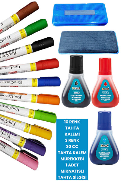 SEYFİKİRTASİYE 10 Renk Tahta Kalemi 3 Renk  30 cc  Tahta Kalem Mürekkebi 1 Ad...