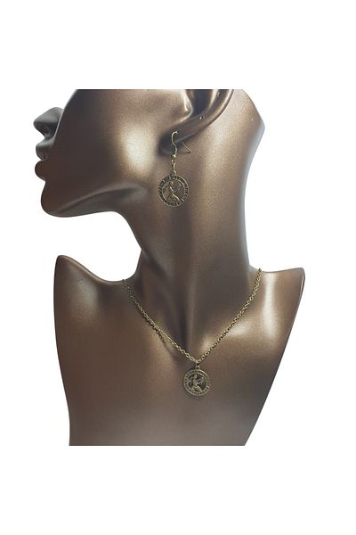 Ororabutik 22mm Virgo Figured Necklace and Earring Set