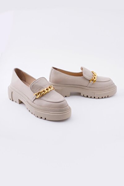 CZ London Genuine Leather Women's Loafers Thick Soled Casual Chain Shoes