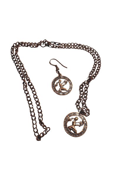 Ororabutik 22mm Virgo Figured Necklace and Earring Set