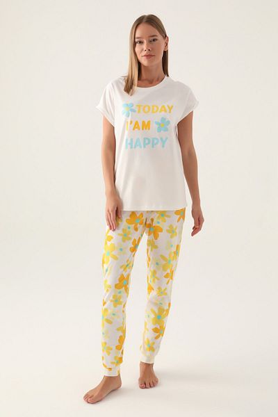 Rolypoly Girl's Cream Short Sleeve Pajama Set