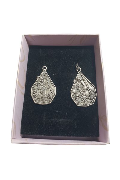 Ororabutik Silver Color 35mm Fairycore Cactus Figured Necklace and Earring Set