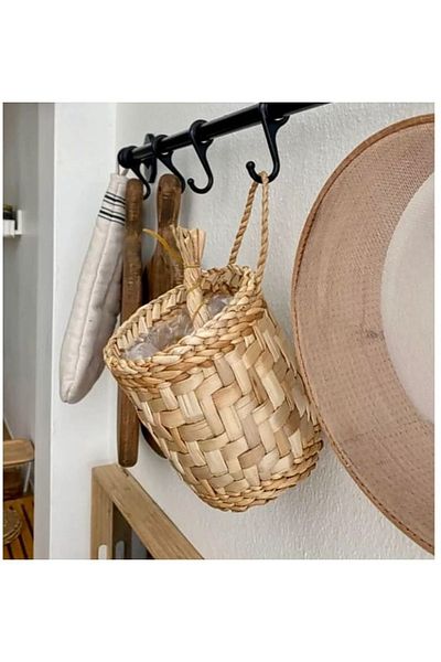 PAPİRUS Dekoratif Hangable Wicker Basket - for Bathroom, Kitchen, Children's Room