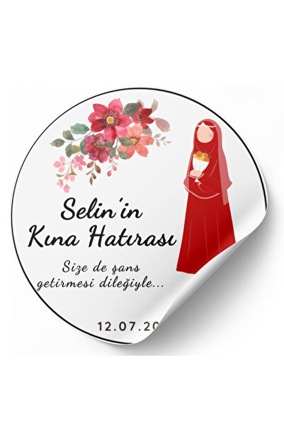 YAPIŞKAN STORE Kişiye Özel Baskılı Kına Düğün Nişan Beyaz Mat Kağıt Yapışkanl...