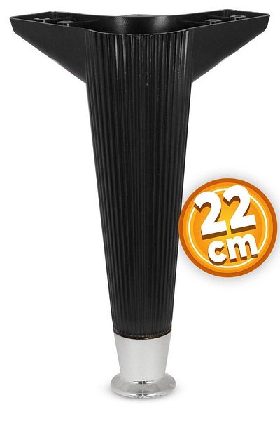 Badem10 Mobilier Canapea Fotoliu Picior Unitate 22 Cm Picioare Consolă (NEGRU-CROM)