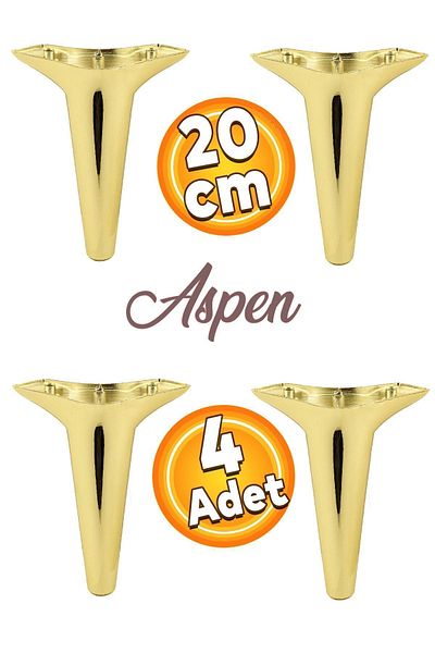 Badem10 Aspen Mobilier de lux Canapea Fotoliu Unitate TV Consolă Picior Picioare 20 Cm Aur Aur Plastic 4 Buc