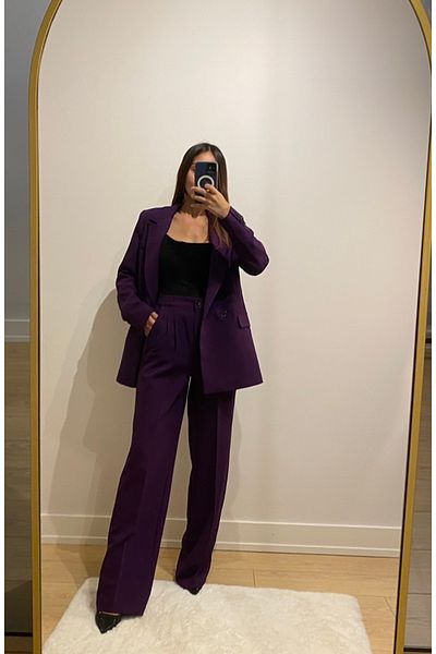 cn novembersun Eggplant Purple Jacket and Trousers Set - Women