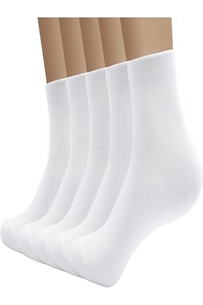 Mudizone Λευκά Unisex Bamboo Seamless Premium Washable Booties 1 ζευγάρι κάλτσες