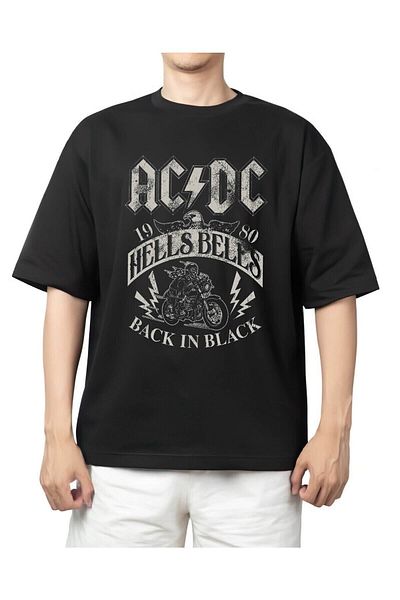 Pisa Art ACDC HELL BELES - Унисекс памучна тениска с овърсайз шарки