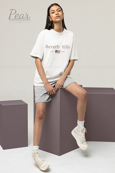 Pear Wear Unisex Beverly Hills Printed Oversize T-shirt