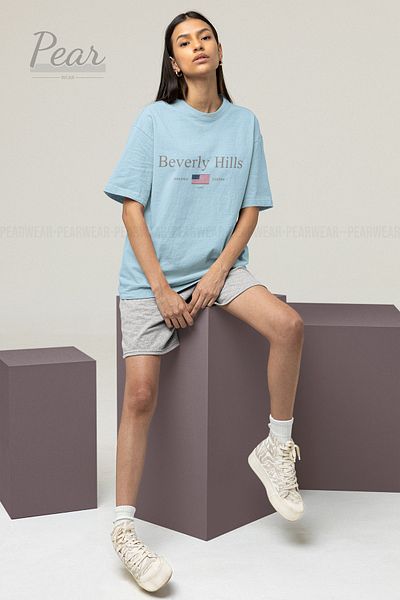 Pear Wear Unisex Beverly Hills Printed Oversize T-shirt
