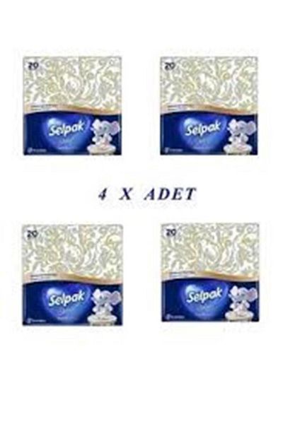 Selpak 4 Packs of Napkins Patterned - 20 Pieces (Patterns Will Be Shipped from Stock)