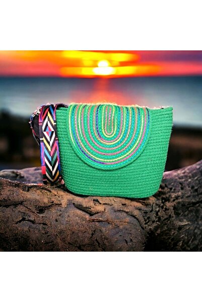 GNG Home Tekstil Natural Jute Rope Shoulder Bag with Strap - Hand-Woven