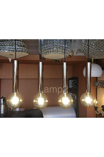 Lamp24 FLOWER SERİSİ 4’LÜ YEMEK MASASI AVİZESİ BAKIR RENK KAPLAMALI
