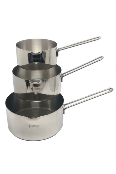 LeesHome LeesHpme Inci Steel Kaçerola Milk Jug Set of 3 12cm-14cm-16cm