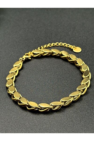 peronice Altın Kaplama  14 Ayar Pullu Arpa Çelik Zincir Bileklik