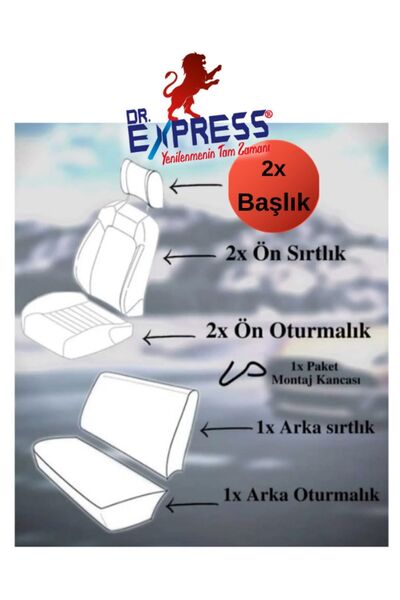 Drexpress Car Seat Cover Full Set Universal Red Color 8 Pieces