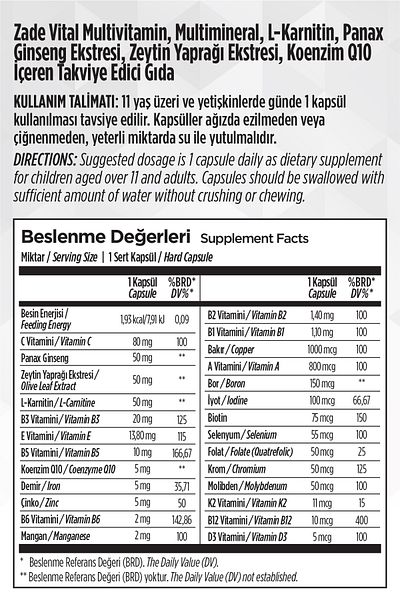 Zade Vital 30 Herbal Hard Capsules-Multivitamines